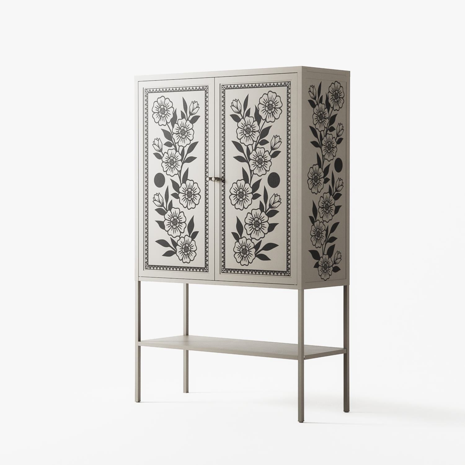 Barbed Bloom - Loft Cabinet - Daphna Sebbane - Pebble - Overlay Metal