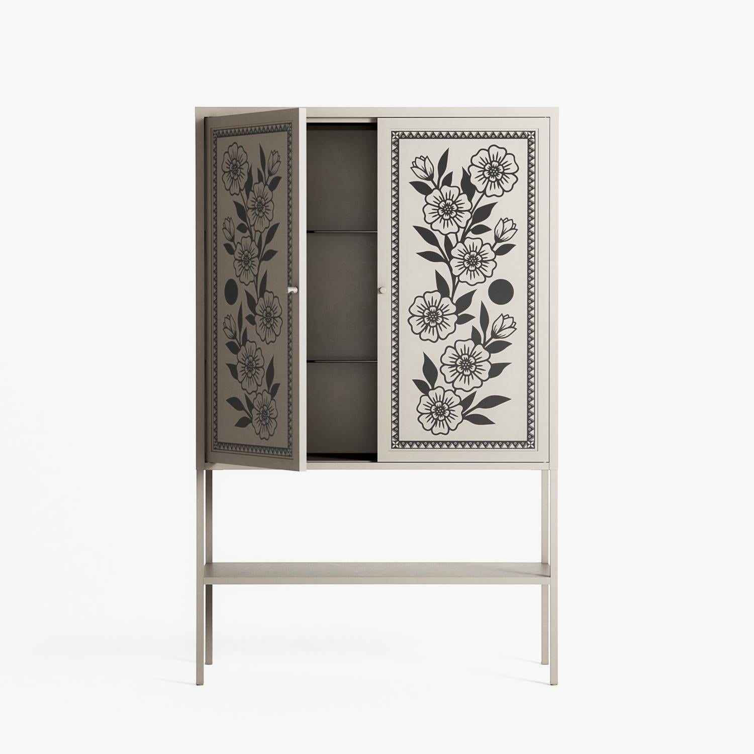 Barbed Bloom - Loft Cabinet - Daphna Sebbane - Pebble - Overlay Metal