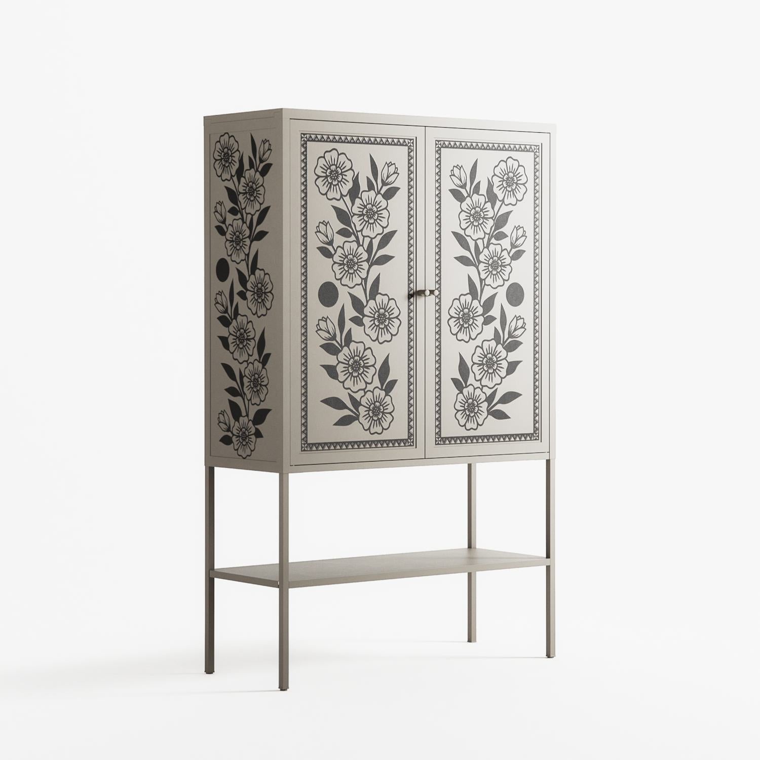 Barbed Bloom - Loft Cabinet - Daphna Sebbane - Pebble - Overlay Metal