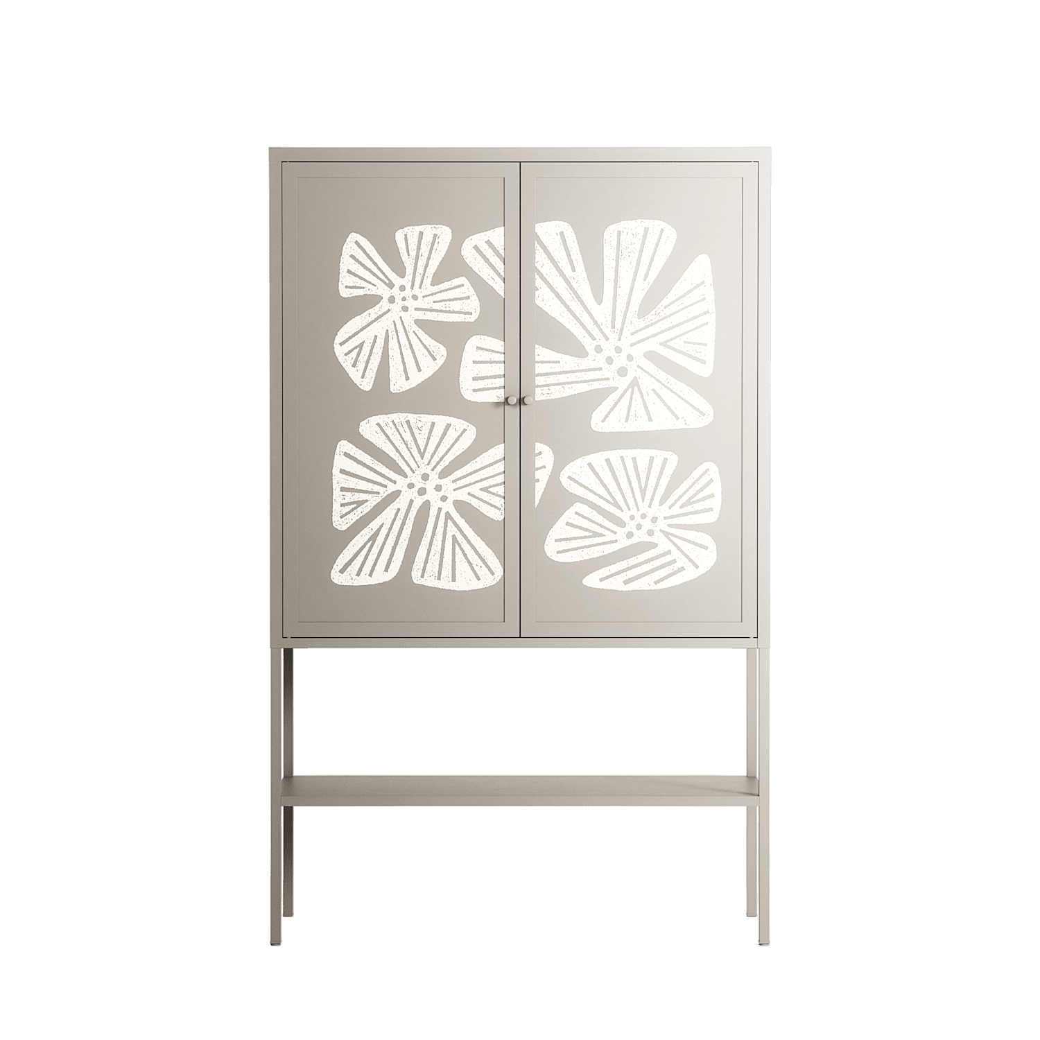 Blue Flower - Loft Cabinet - Magdalena Marchocka - Pebble - Overlay Metal