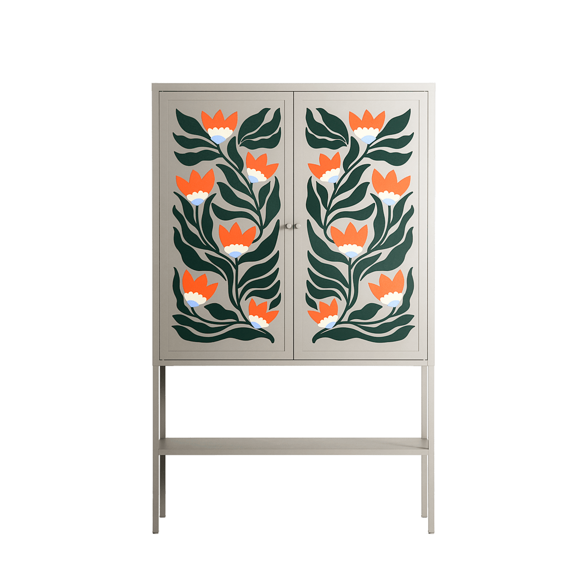 Blooming Folk Garden - Loft Cabinet - Sandra Hutter - Pebble - Overlay Metal
