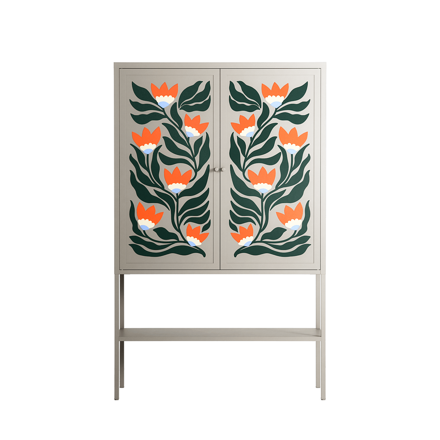 Blooming Folk Garden - Loft Cabinet - Sandra Hutter - Pebble - Overlay Metal