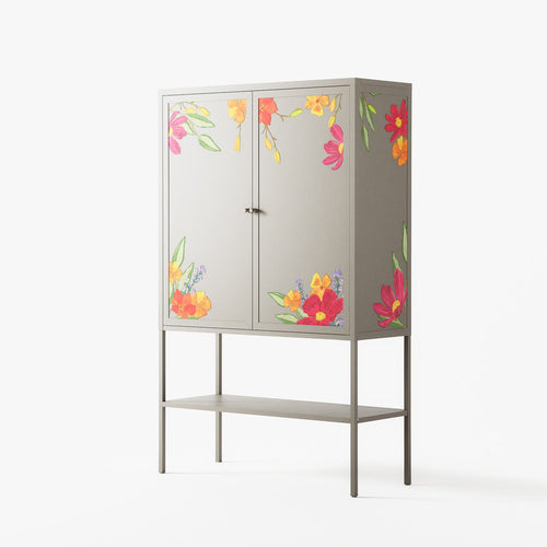Abstract Spring Flowers - Loft Cabinet - Raissa Oltmanns - Pebble - Overlay Metal