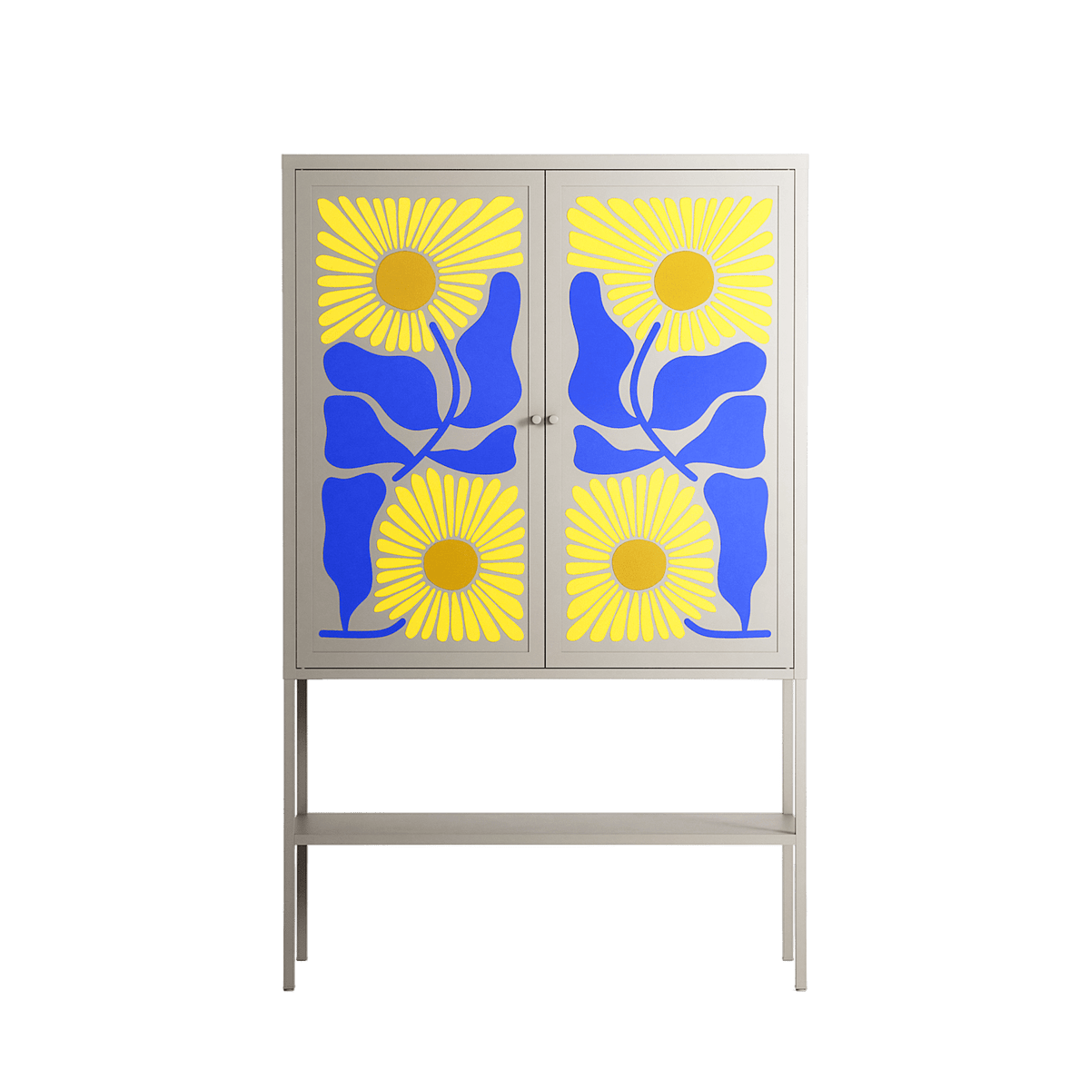 Sunflowers - Loft Cabinet - Sandra Hutter - Pebble - Overlay Metal
