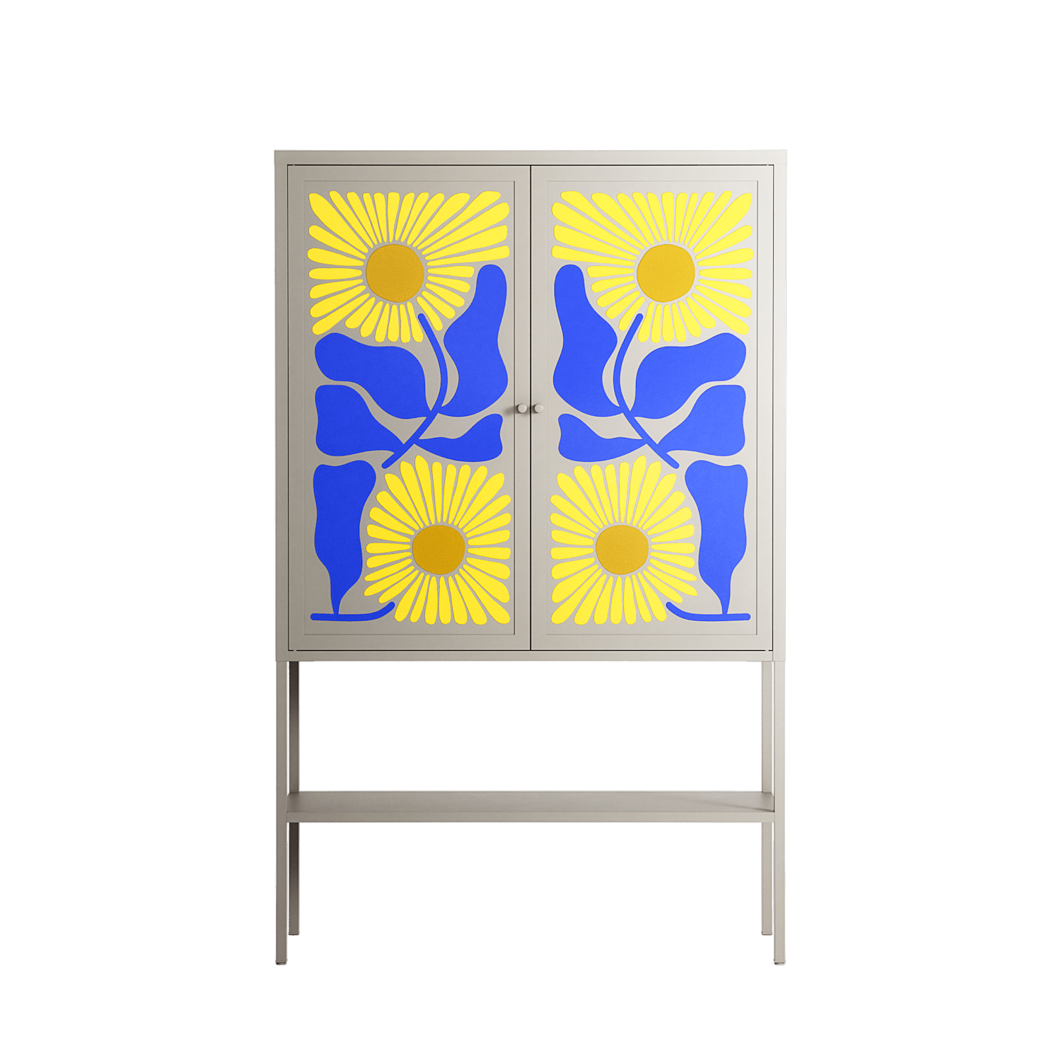 Sunflowers - Loft Cabinet - Sandra Hutter - Pebble - Overlay Metal
