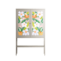 Floral Delight - Loft Cabinet - Sandra Hutter - Pebble - Overlay Metal
