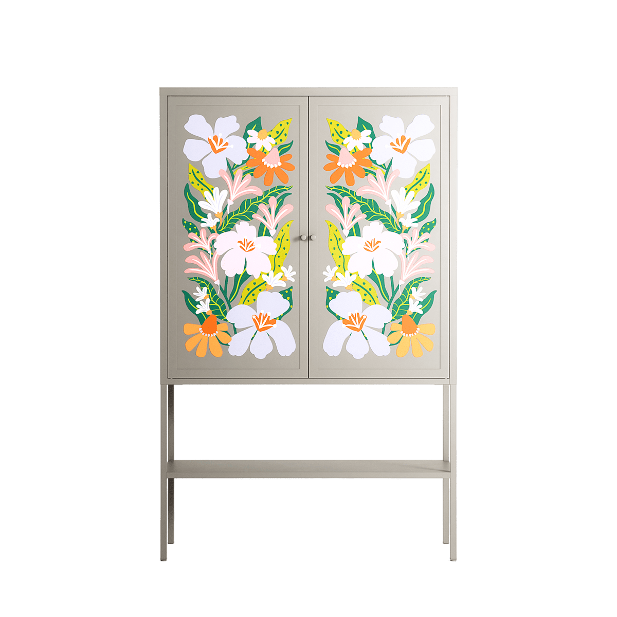 Floral Delight - Loft Cabinet - Sandra Hutter - Pebble - Overlay Metal