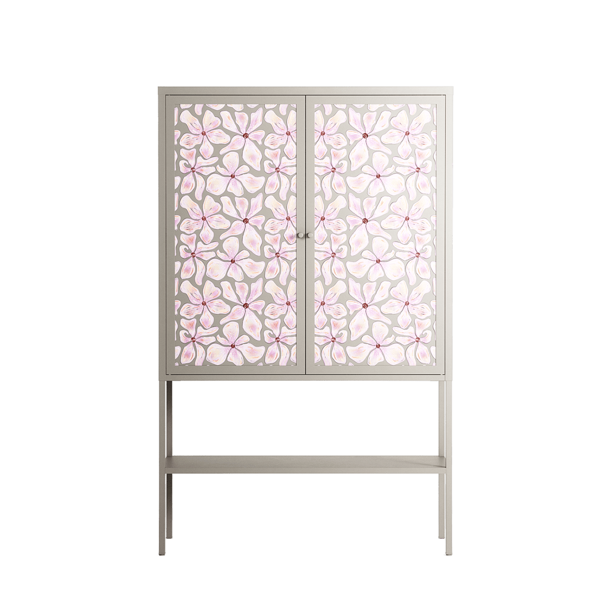 Floating Blossom Pattern - Loft Cabinet - Raissa Oltmanns - Pebble - Overlay Metal