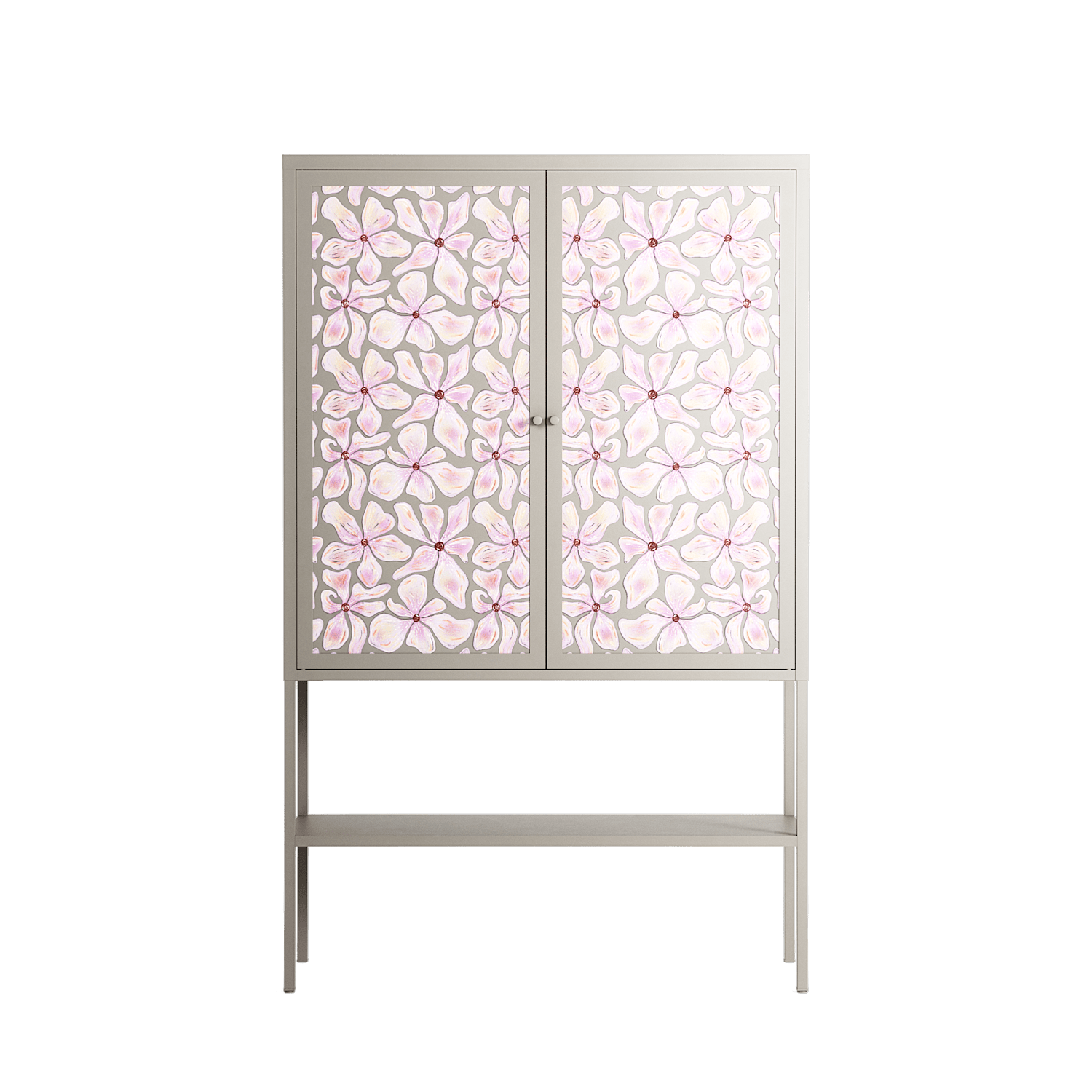 Floating Blossom Pattern - Loft Cabinet - Raissa Oltmanns - Pebble - Overlay Metal