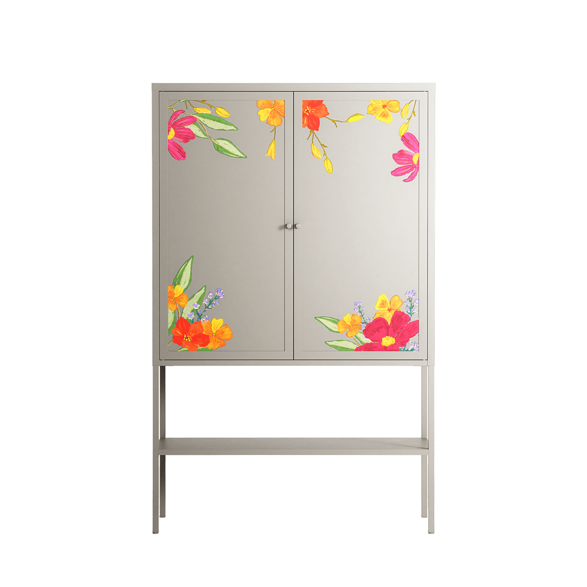 Abstract Spring Flowers - Loft Cabinet - Raissa Oltmanns - Pebble - Overlay Metal