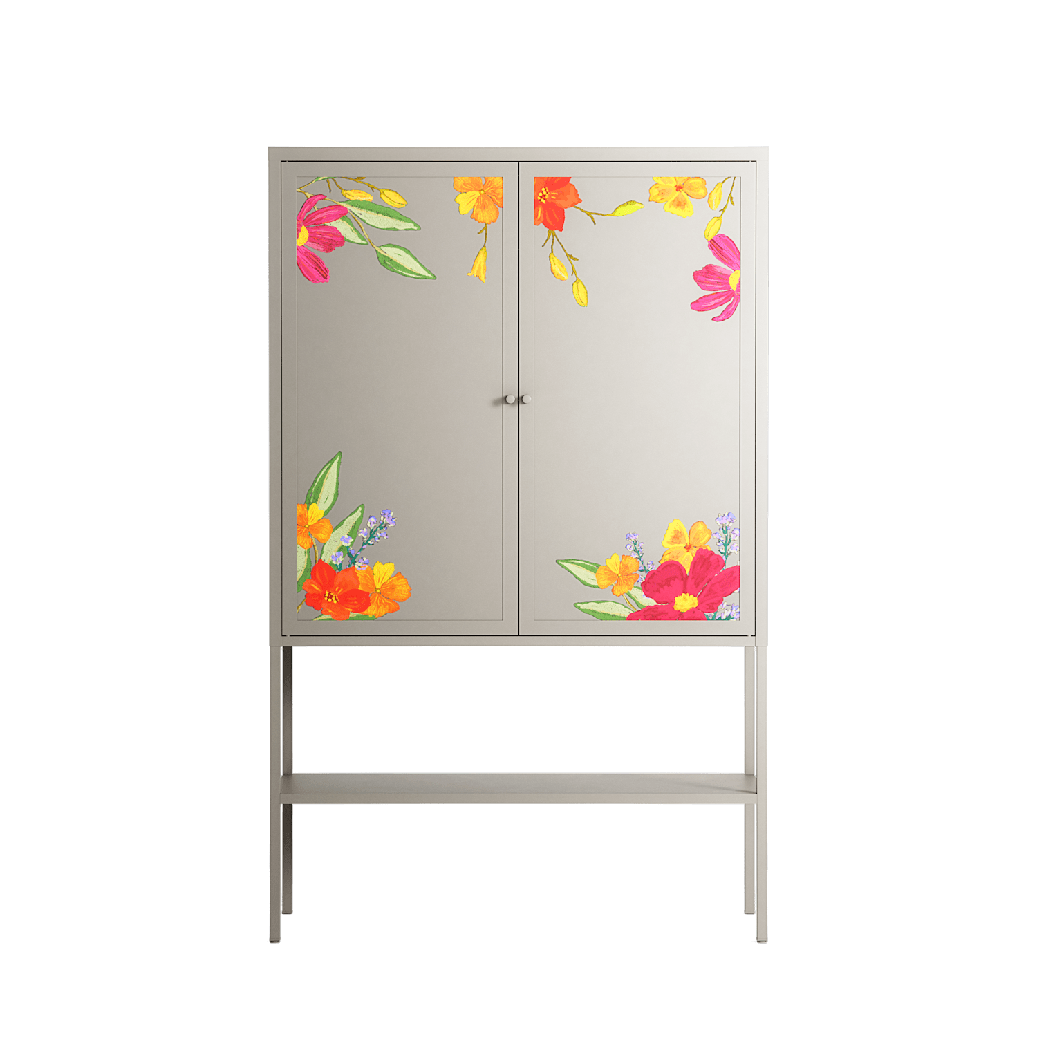 Abstract Spring Flowers - Loft Cabinet - Raissa Oltmanns - Pebble - Overlay Metal