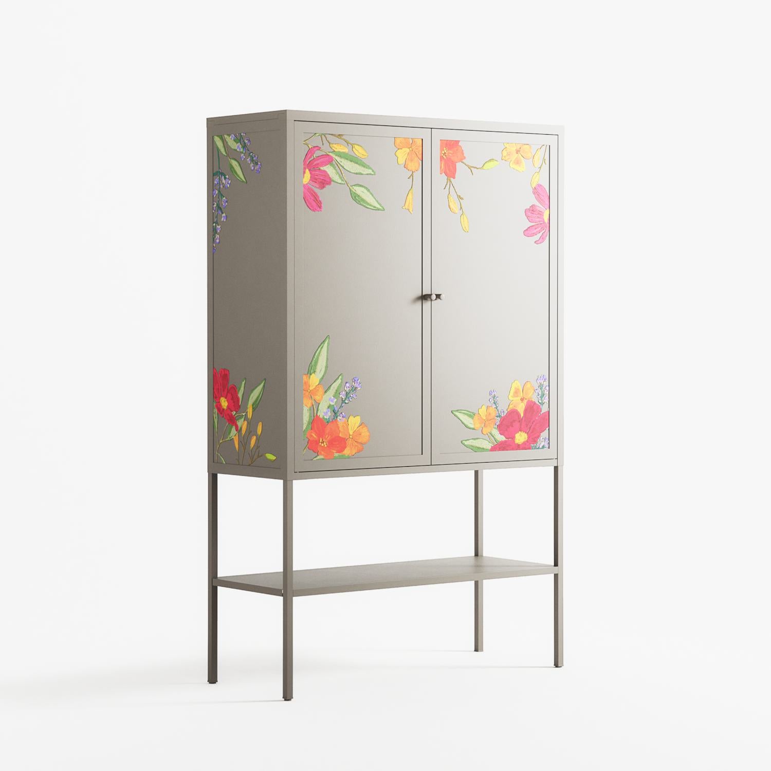 Abstract Spring Flowers - Loft Cabinet - Raissa Oltmanns - Pebble - Overlay Metal