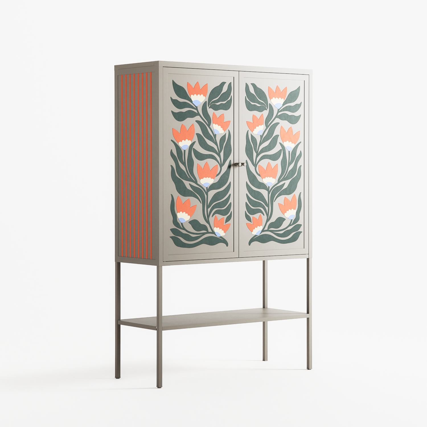 Blooming Folk Garden - Loft Cabinet - Sandra Hutter - Pebble - Overlay Metal