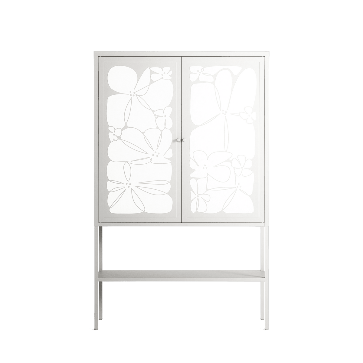 White Flowers - Loft Cabinet - Konrad Blaszczyk - Chalk - Overlay Metal