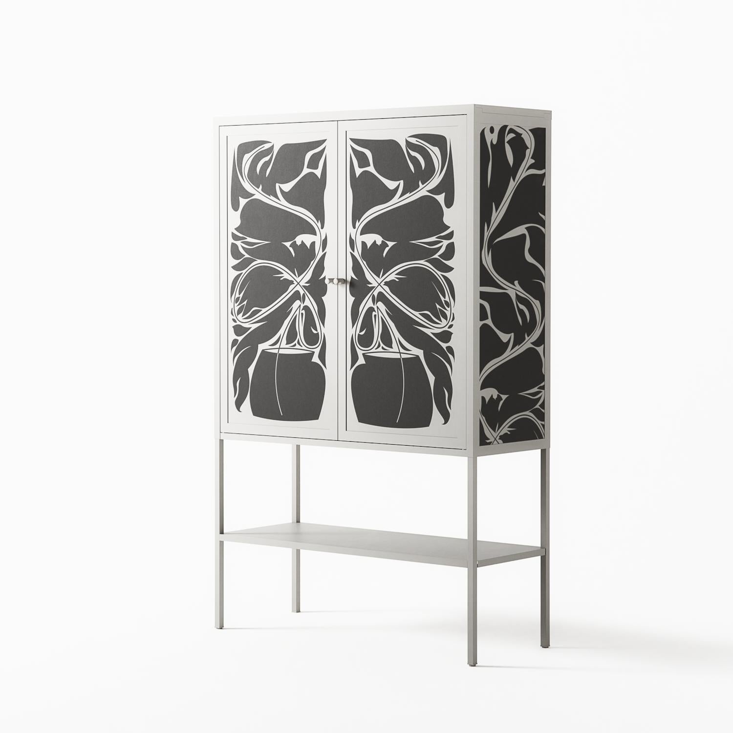 Black Potted Plant - Loft Cabinet - Konrad Blaszczyk - Chalk - Overlay Metal