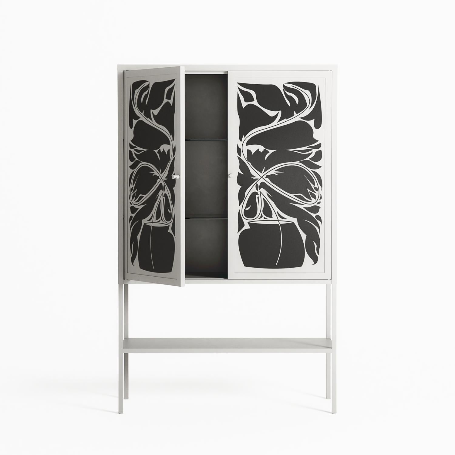 Black Potted Plant - Loft Cabinet - Konrad Blaszczyk - Chalk - Overlay Metal