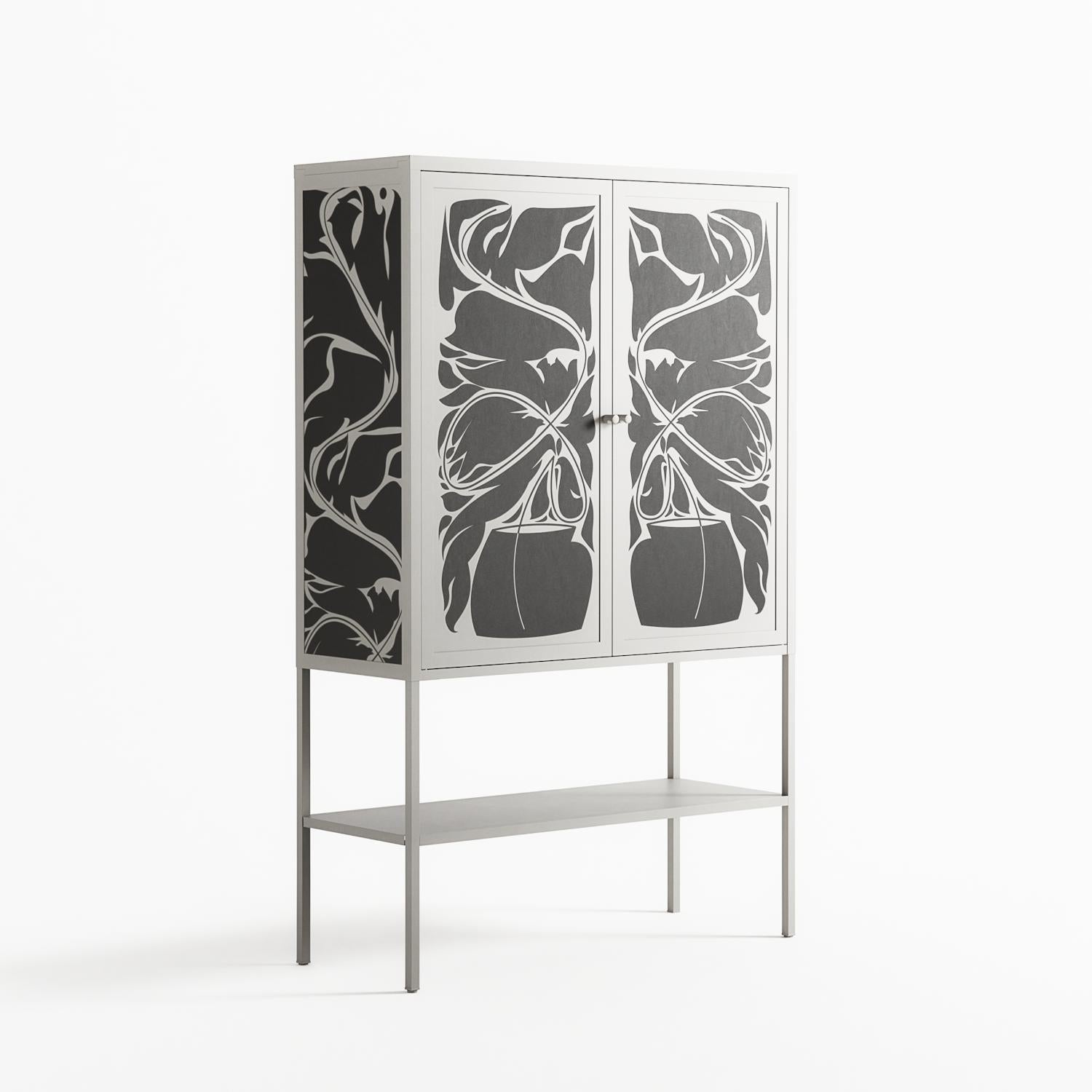 Black Potted Plant - Loft Cabinet - Konrad Blaszczyk - Chalk - Overlay Metal