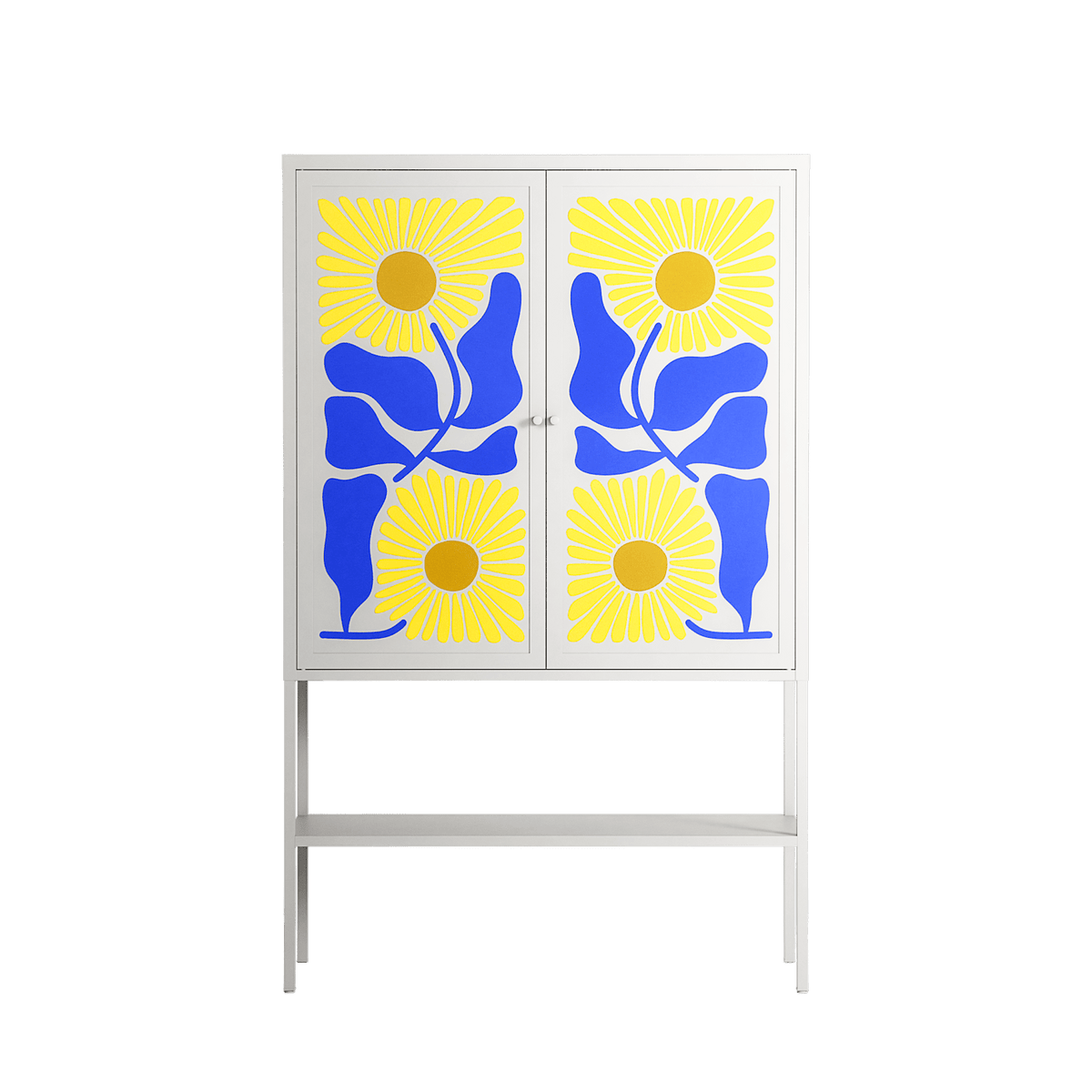 Sunflowers - Loft Cabinet - Sandra Hutter - Chalk - Overlay Metal