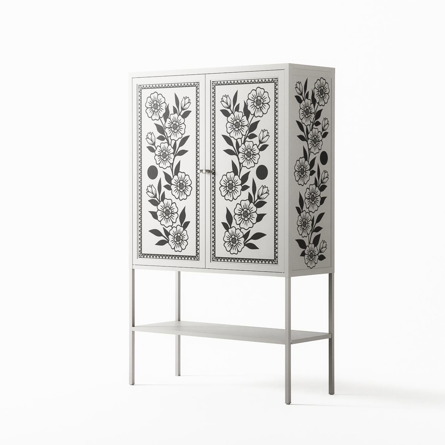 Barbed Bloom - Loft Cabinet - Daphna Sebbane - Chalk - Overlay Metal