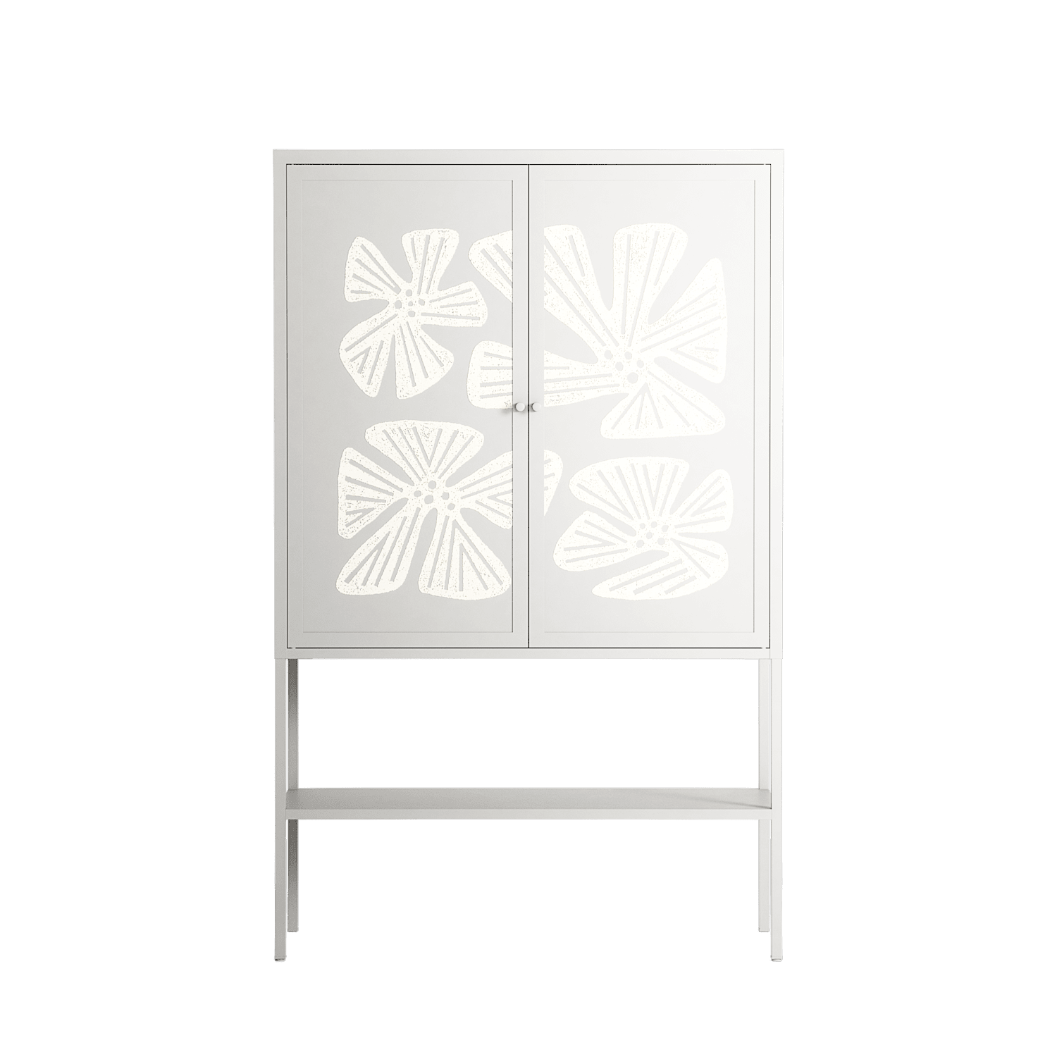 Blue Flower - Loft Cabinet - Magdalena Marchocka - Chalk - Overlay Metal