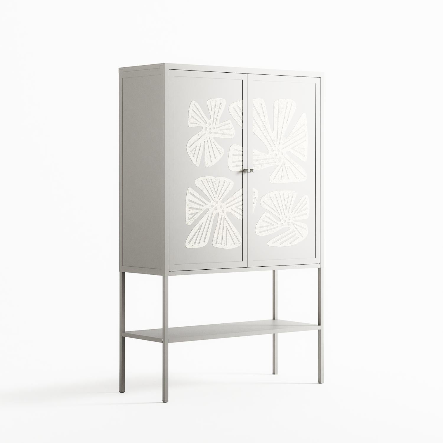 Blue Flower - Loft Cabinet - Magdalena Marchocka - Chalk - Overlay Metal