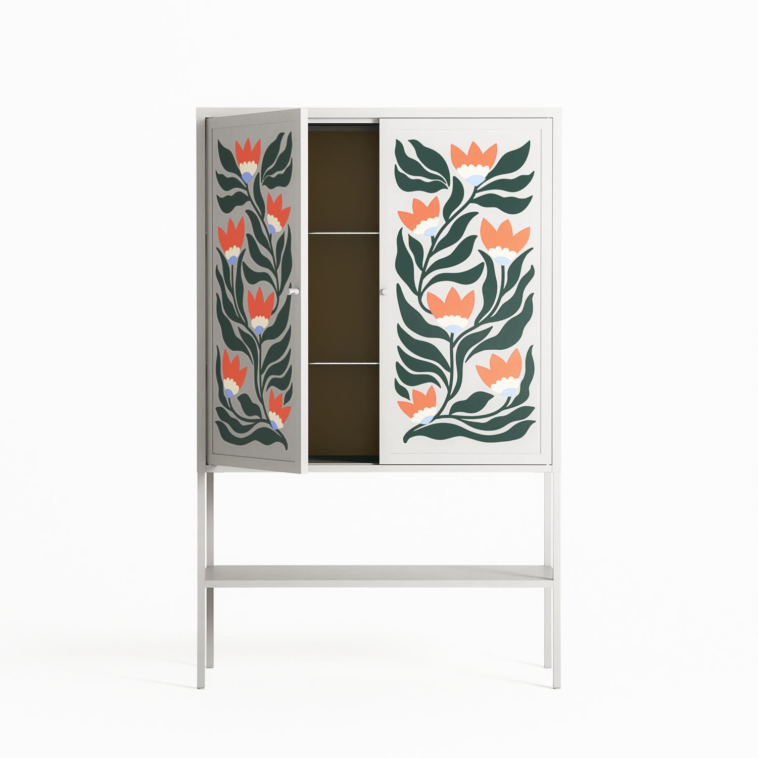 Blooming Folk Garden - Loft Cabinet - Sandra Hutter - Chalk - Overlay Metal