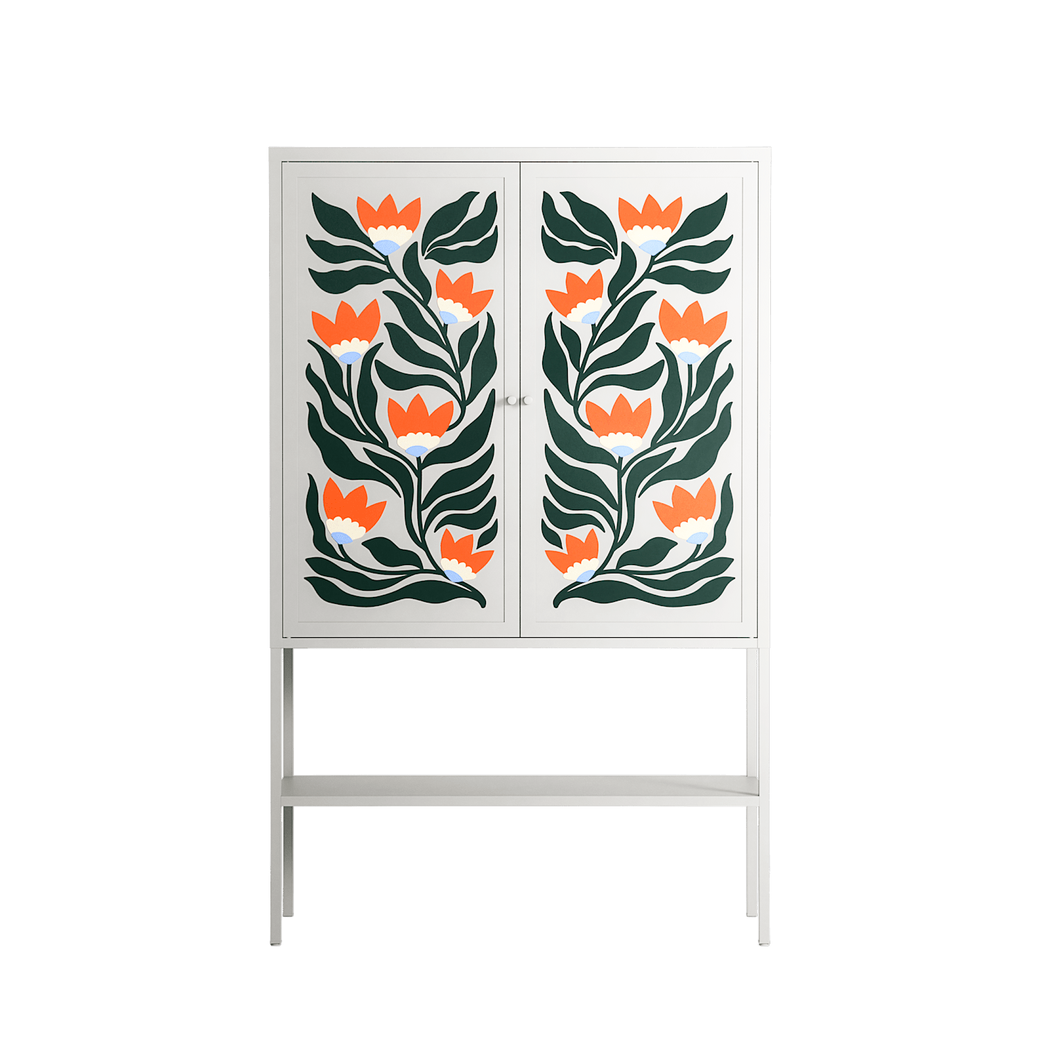 Blooming Folk Garden - Loft Cabinet - Sandra Hutter - Chalk - Overlay Metal