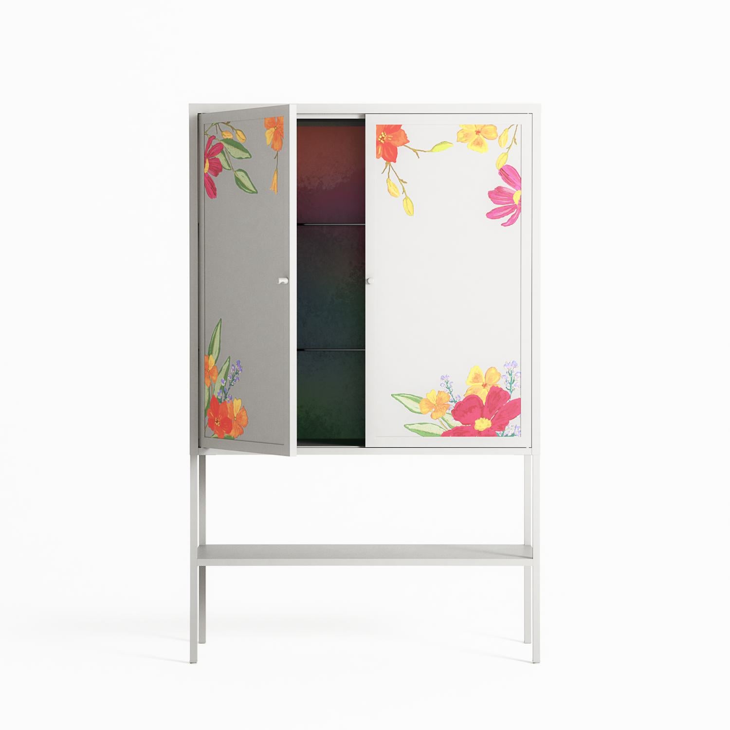 Abstract Spring Flowers - Loft Cabinet - Raissa Oltmanns - Chalk - Overlay Metal