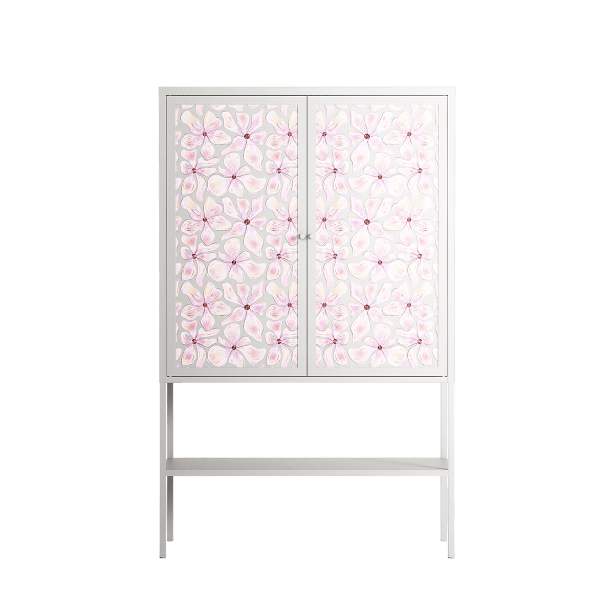 Floating Blossom Pattern - Loft Cabinet - Raissa Oltmanns - Chalk - Overlay Metal