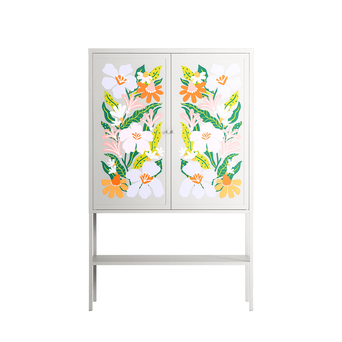 Floral Delight - Loft Cabinet - Sandra Hutter - Chalk - Overlay Metal