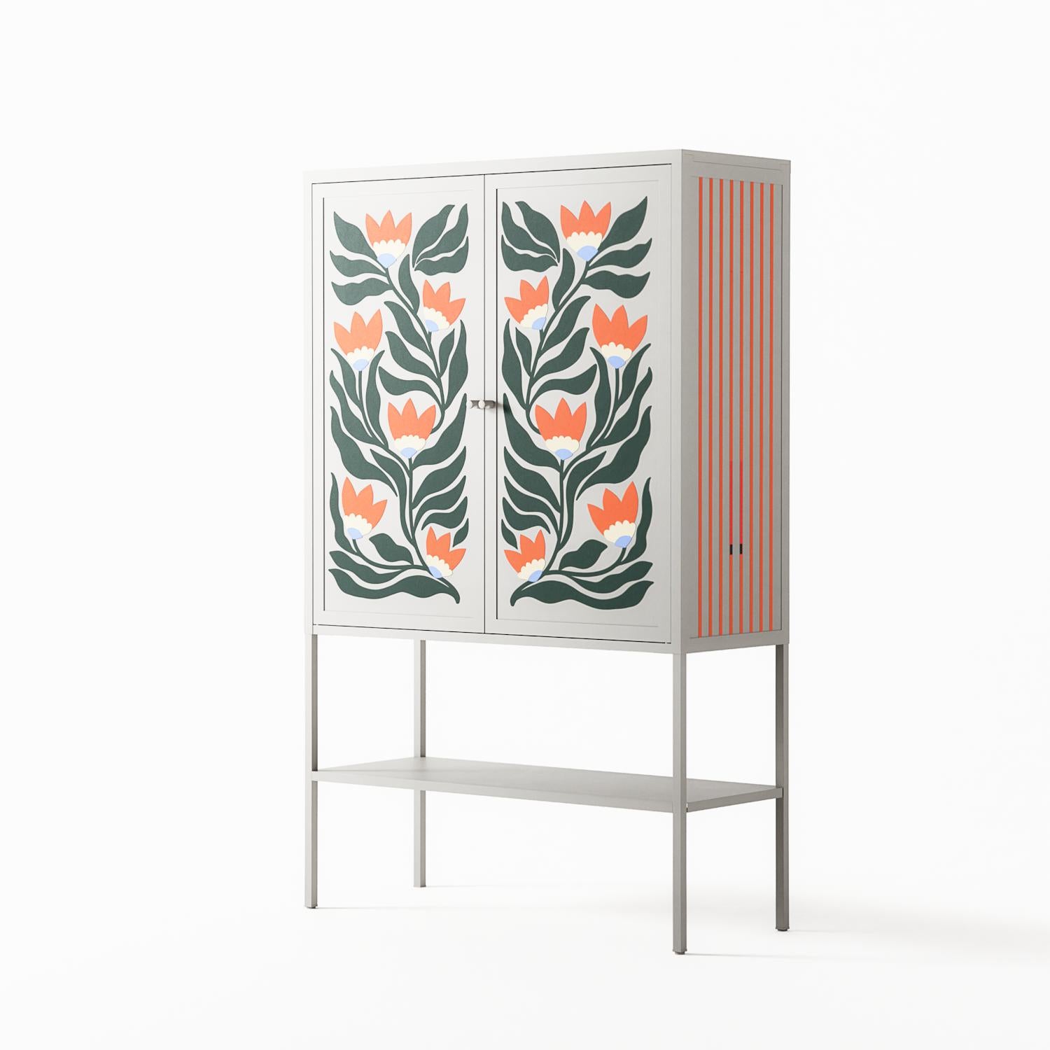 Blooming Folk Garden - Loft Cabinet - Sandra Hutter - Chalk - Overlay Metal