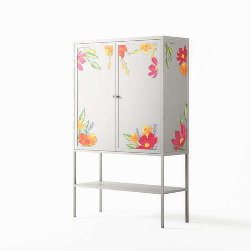 Abstract Spring Flowers - Loft Cabinet - Raissa Oltmanns - Chalk - Overlay Metal