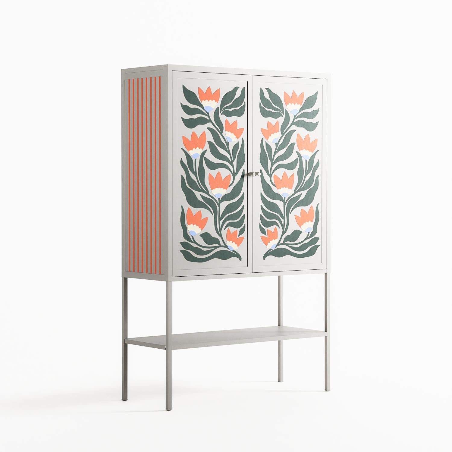 Blooming Folk Garden - Loft Cabinet - Sandra Hutter - Chalk - Overlay Metal