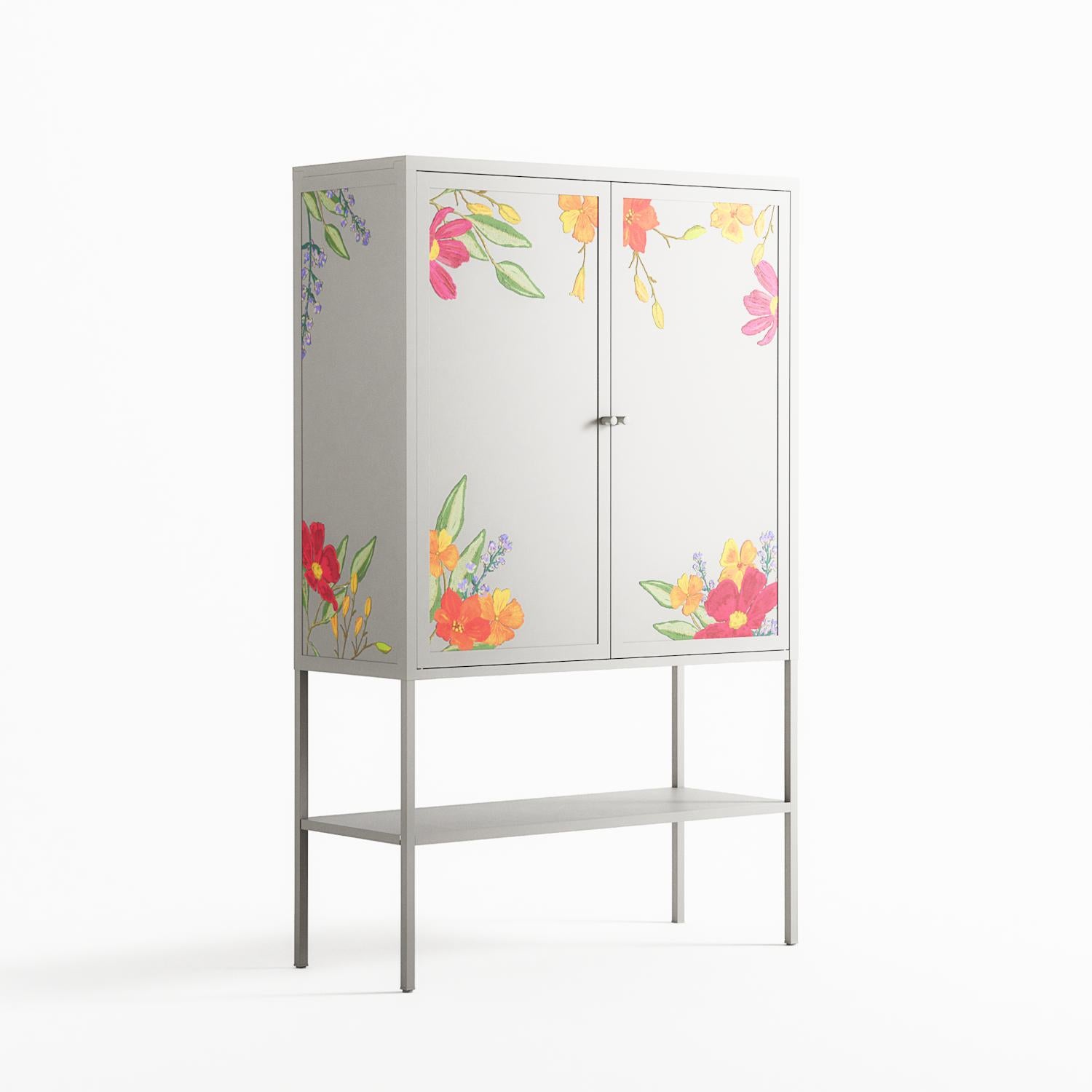 Abstract Spring Flowers - Loft Cabinet - Raissa Oltmanns - Chalk - Overlay Metal