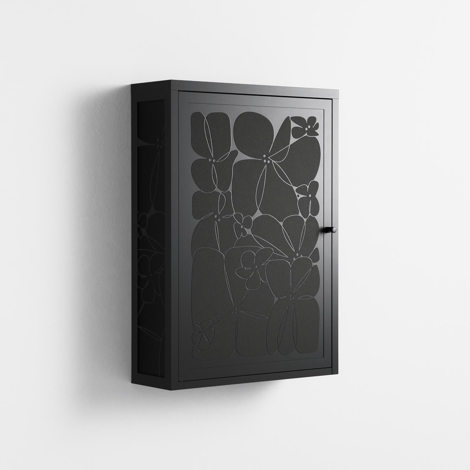 Black Flower - Wall Cabinet - Konrad Blaszczyk - Antracite - Overlay Metal