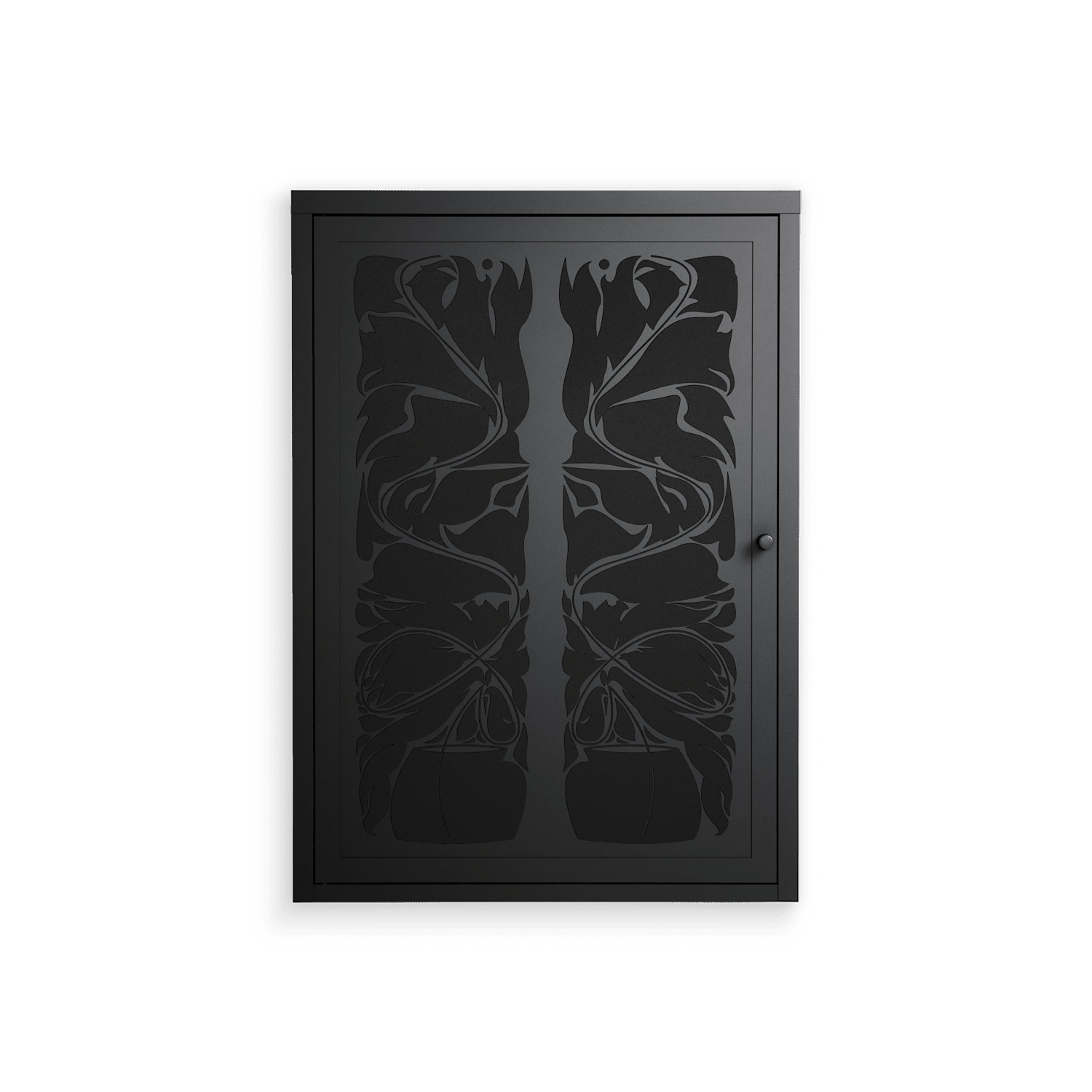Black Potted Plant - Wall Cabinet - Konrad Blaszczyk - Antracite - Overlay Metal