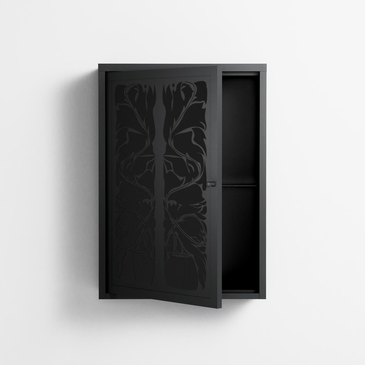 Black Potted Plant - Wall Cabinet - Konrad Blaszczyk - Antracite - Overlay Metal