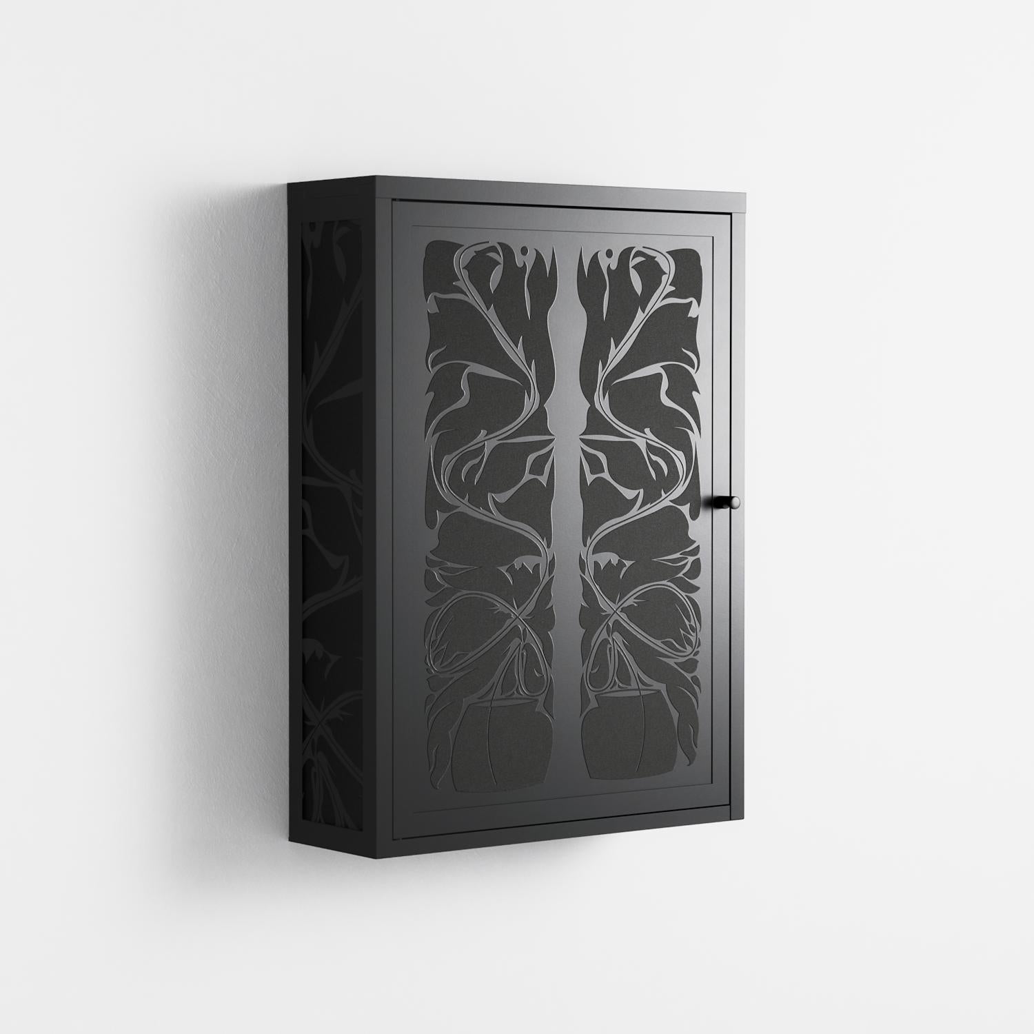 Black Potted Plant - Wall Cabinet - Konrad Blaszczyk - Antracite - Overlay Metal