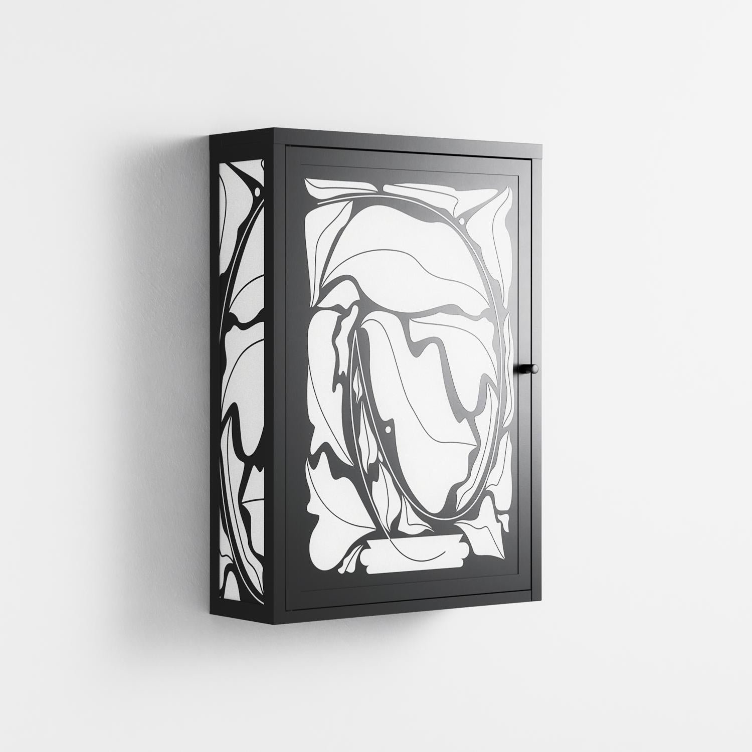 White Potted Plant - Wall Cabinet - Konrad Blaszczyk - Antracite - Overlay Metal