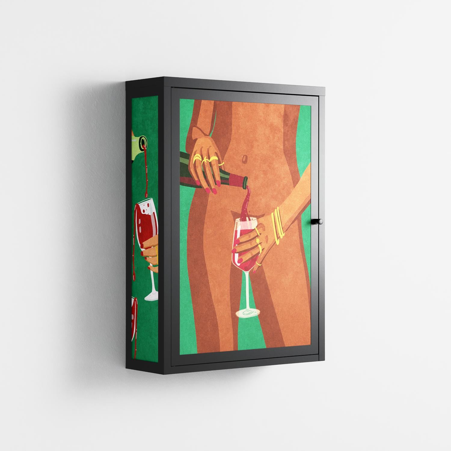Wine And Me - Wall Cabinet - Raissa Oltmanns - Antracite - Overlay Metal