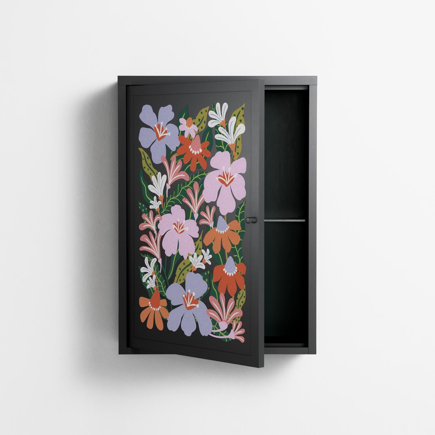 Floral Delight - Wall Cabinet - Sandra Hutter - Antracite - Overlay Metal