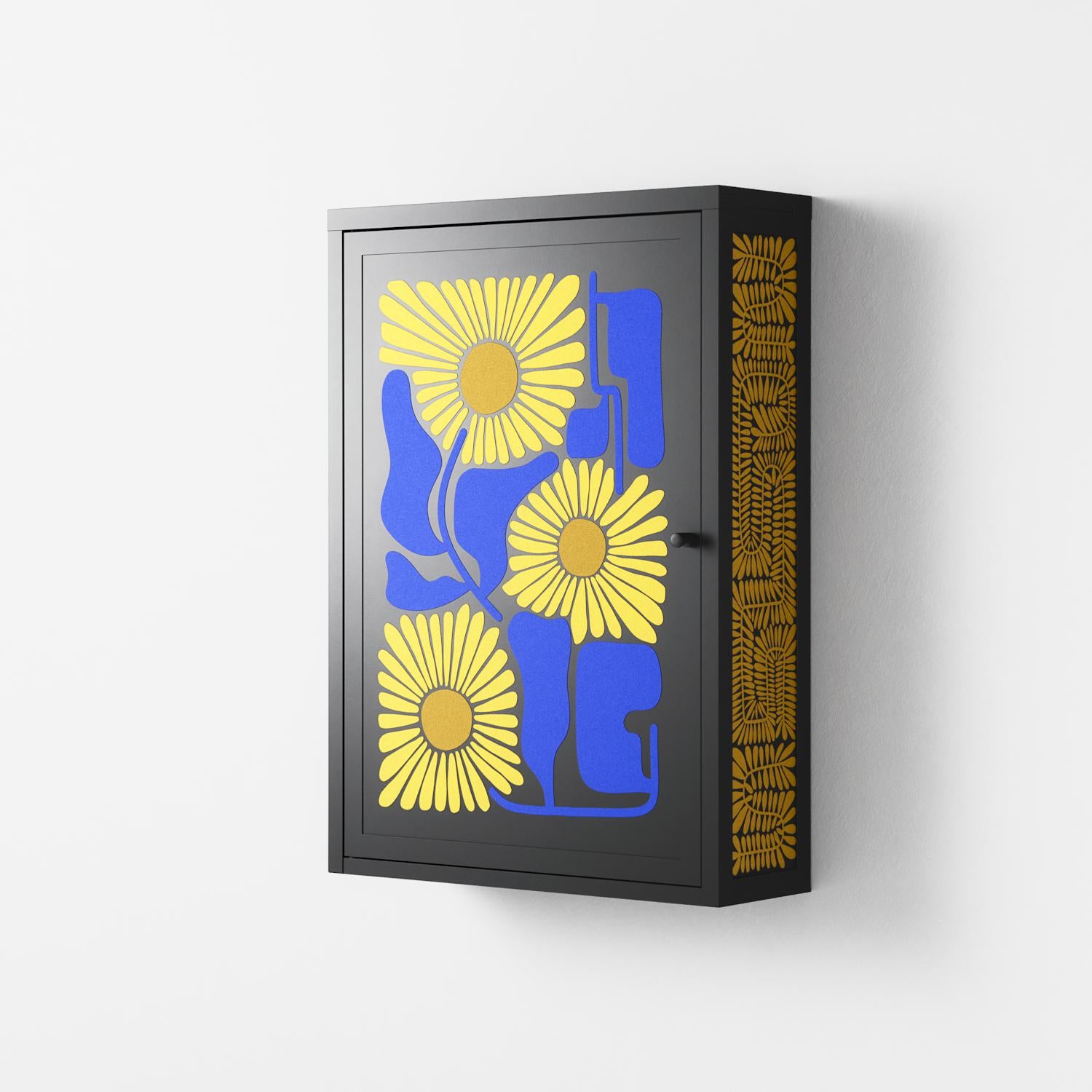 Sunflowers - Wall Cabinet - Sandra Hutter - Antracite - Overlay Metal