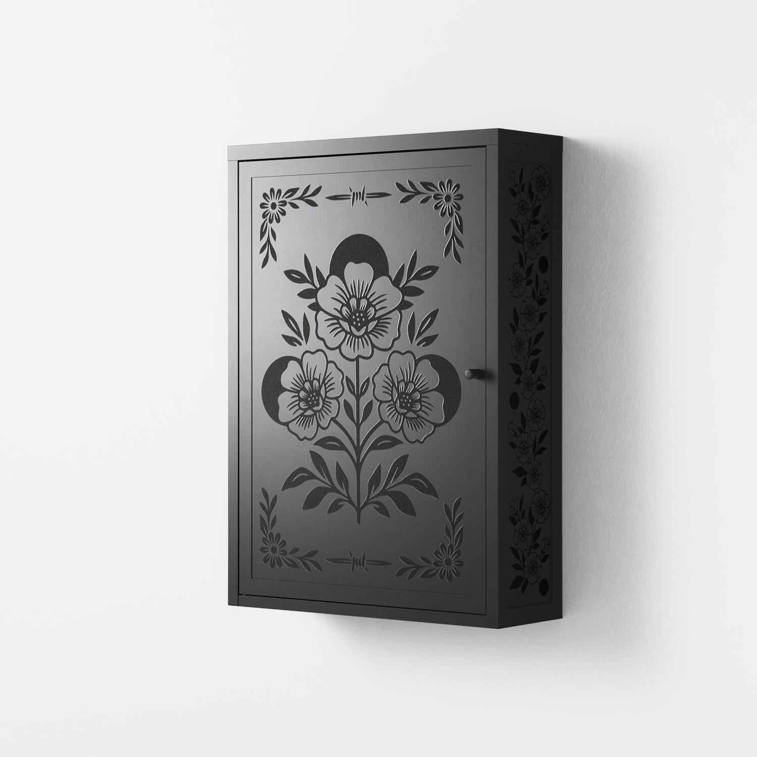 Barbed Bloom - Wall Cabinet - Daphna Sebbane - Antracite - Overlay Metal