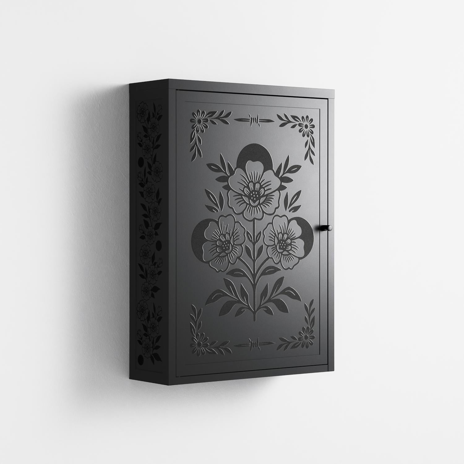 Barbed Bloom - Wall Cabinet - Daphna Sebbane - Antracite - Overlay Metal
