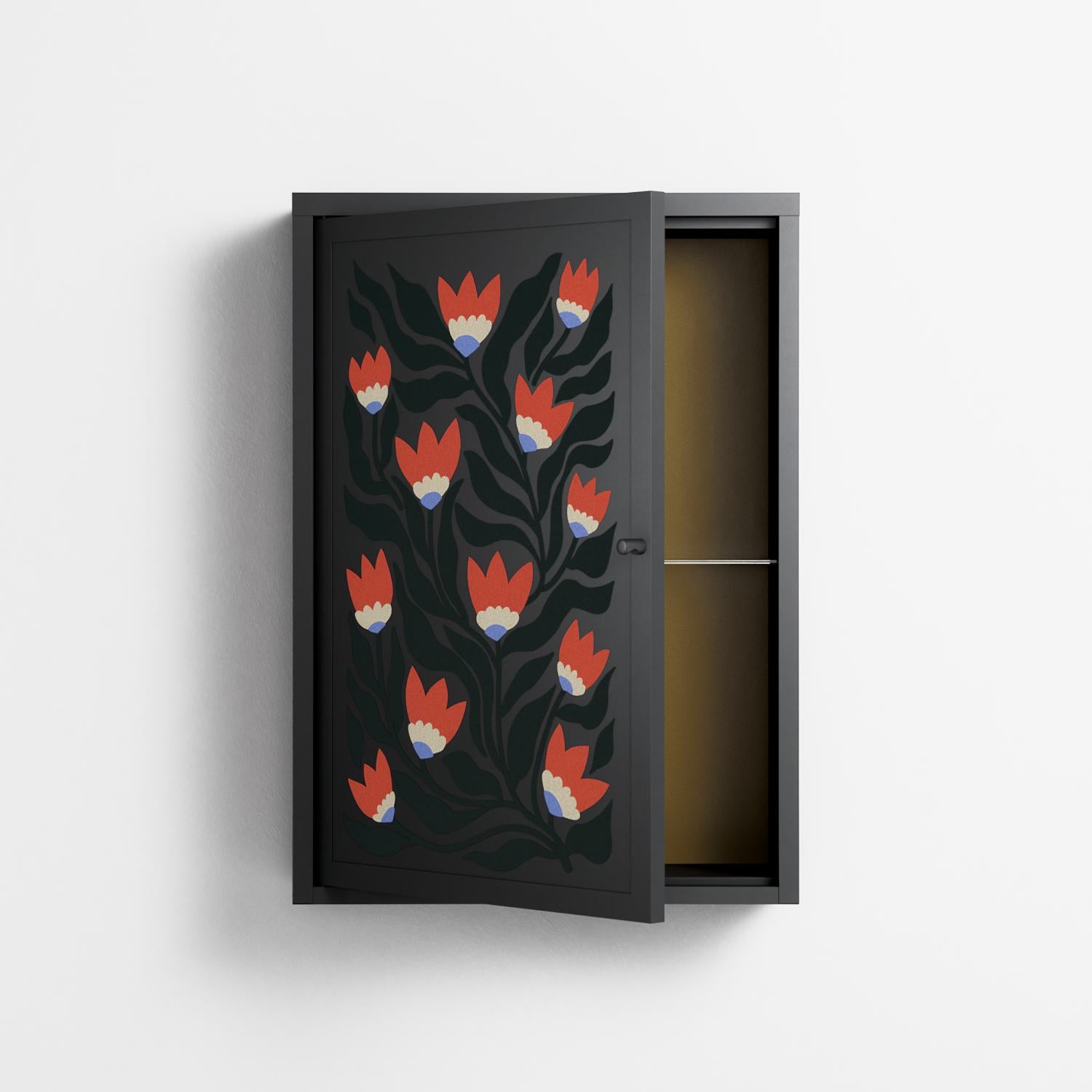 Blooming Folk Garden - Wall Cabinet - Sandra Hutter - Antracite - Overlay Metal