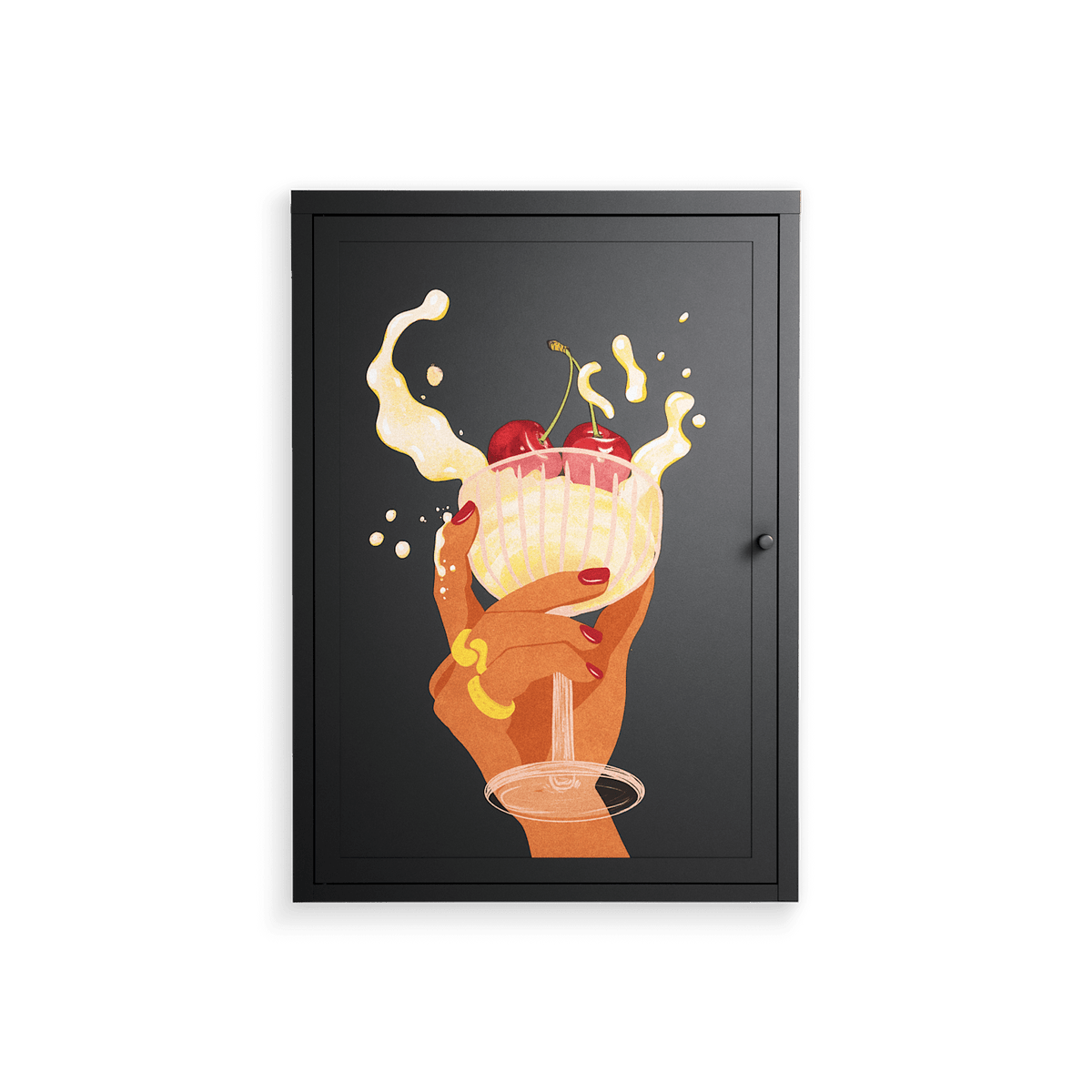 Drink And Cherries - Wall Cabinet - Raissa Oltmanns - Antracite - Overlay Metal