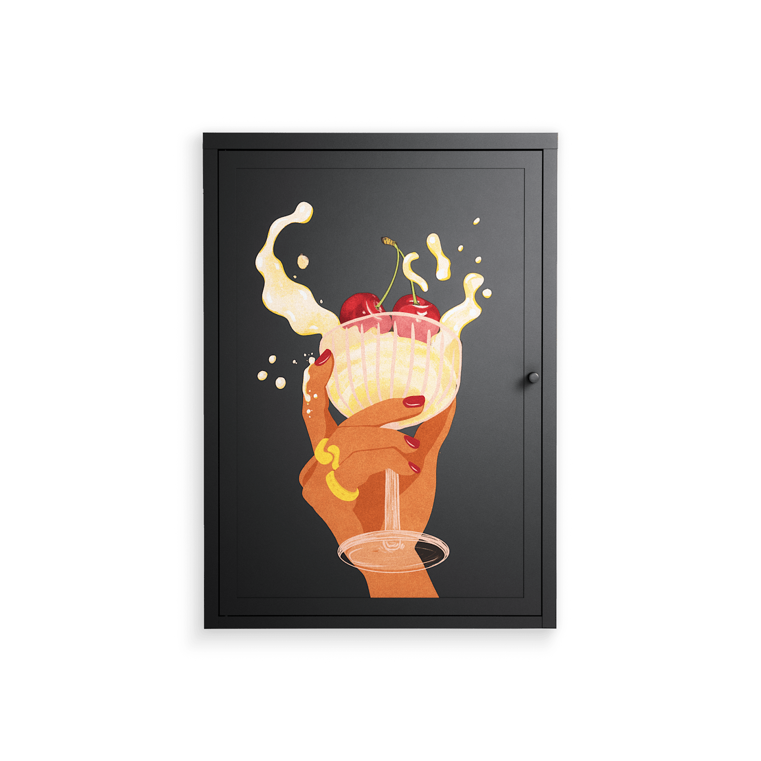 Drink And Cherries - Wall Cabinet - Raissa Oltmanns - Antracite - Overlay Metal