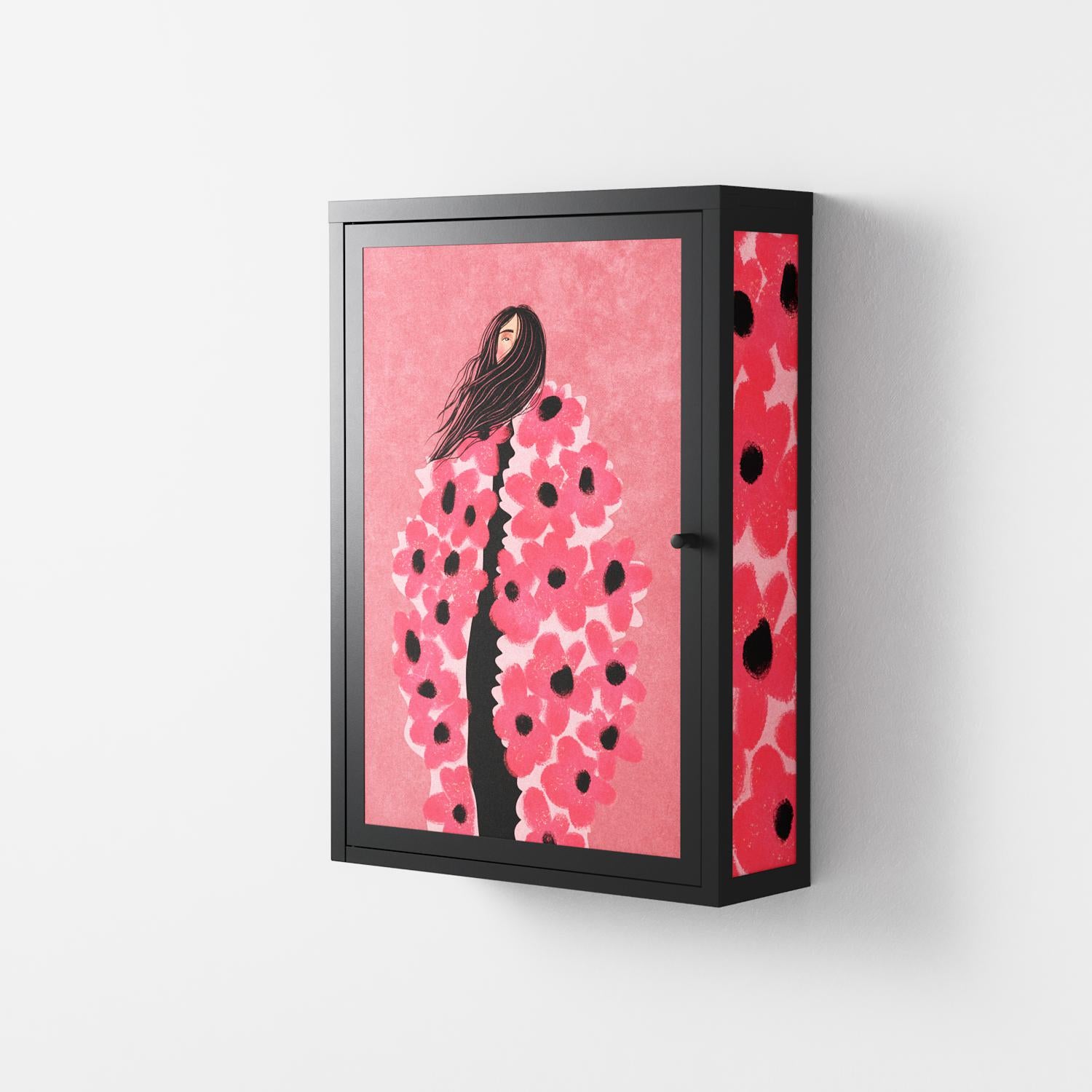 Covered in Flowers - Wall Cabinet - Raissa Oltmanns - Antracite - Overlay Metal