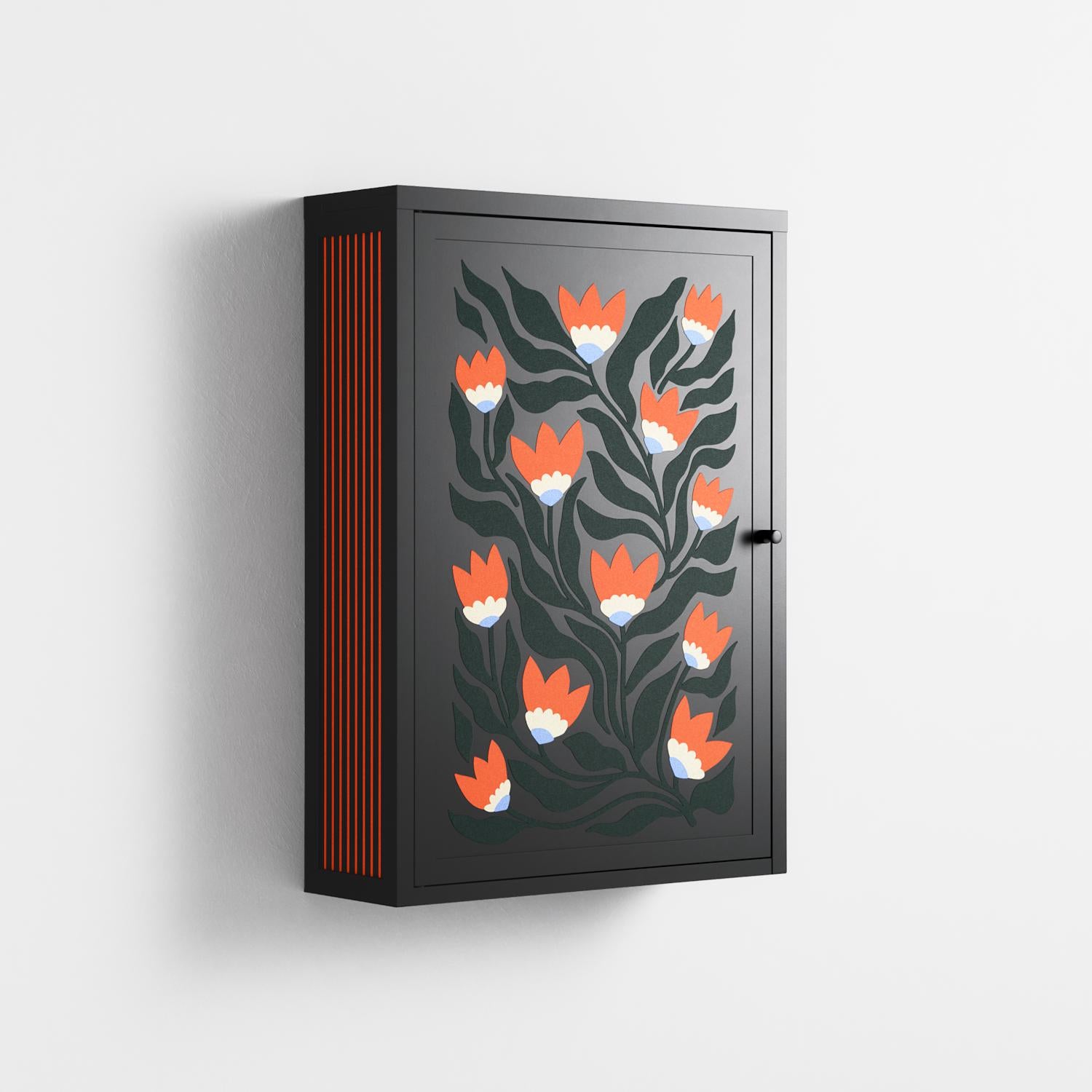 Blooming Folk Garden - Wall Cabinet - Sandra Hutter - Antracite - Overlay Metal