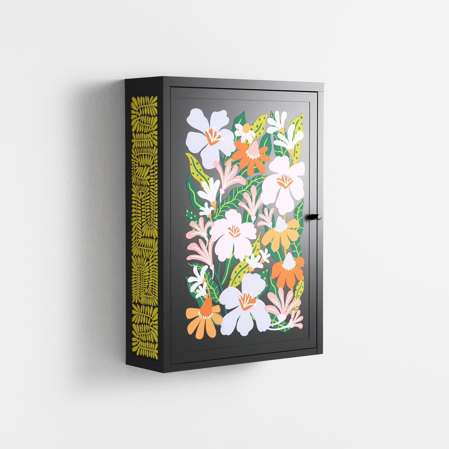 Floral Delight - Wall Cabinet - Sandra Hutter - Antracite - Overlay Metal